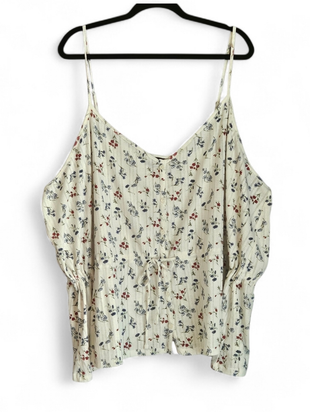 Torrid 5X NWT Fanciful Floral Pointelle Cinched Peplum Tank Cloud Dancer